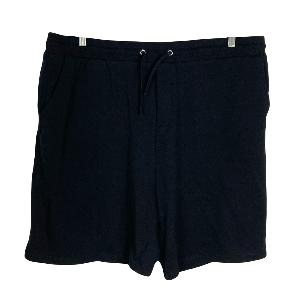 New Magaschoni Black French Terry Drawstring Shorts XXL Cotton Zip Pockets Soft